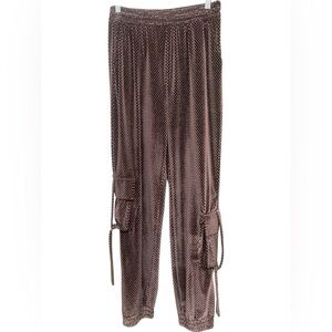 Velvet Cargo pants Cherry Mellow medium brown silver threads jogger pockets
